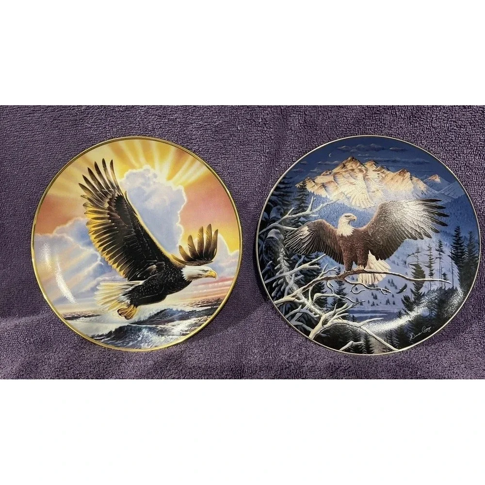 Collectors Plates 1992 Franklin Mint Wings of Majesty Eagle & Bradford's Visions